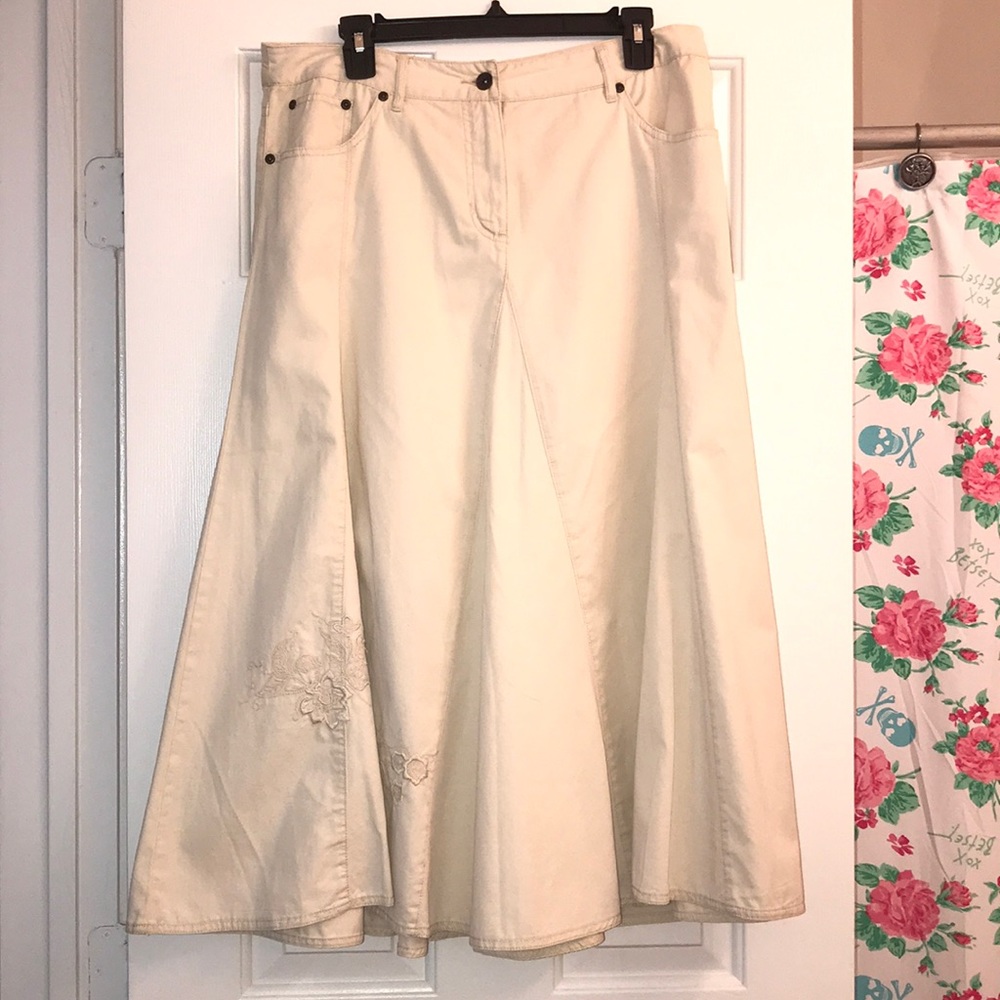 Beige Jeans Twirl Skirt